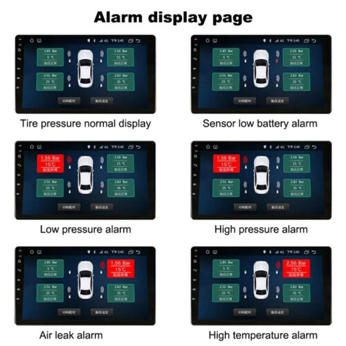 Android Navigation TPMS mit 4 Sensoren Alarmsystem USB Android Auto TPMS Drahtlose ÜBertragung ReifenüBerwachung (Extern) 2
