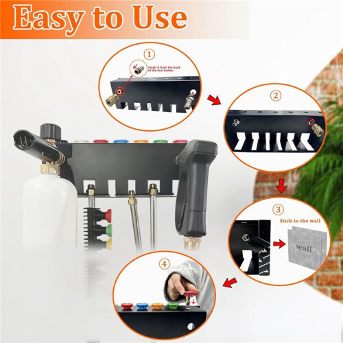Supporto per Idropulitrice, Contenitore per Accessori per Idropulitrice per Lancia Schiuma, Punte e Prolunga per Ugelli per Idropulitrice 2