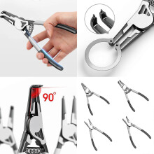 (Inside) High Carbon Steel Circlip Pliers Ergonomic Circlip Pliers Set Upgrades for Professional Technicians & DIY Enthusiasts