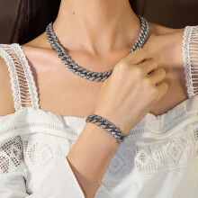 (Style 3, Gold-color) Elegant Necklace Sparkling Full Rhinestones Bracelet Alloy Texture Suitable for Evening Parties and Everyday Charm