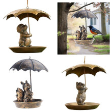 (A) Heavy Dutys Animal Bird Feeders Weather Resistant Umbrellas Design Metal Hanging Decoration For Garden Patioes Birdwatch Multicolor