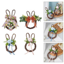 (4074 light blue) Distinctive Easters Wreath Elegant Easters Rabbit Wreath with Eggs and Flowers Perfect for Front Door or Window Display