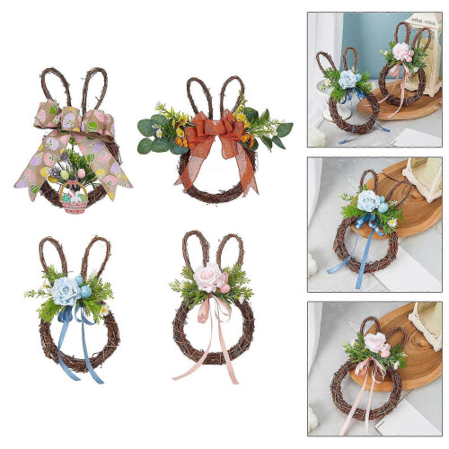 (4074 light blue) Distinctive Easters Wreath Elegant Easters Rabbit Wreath with Eggs and Flowers Perfect for Front Door or Window Display