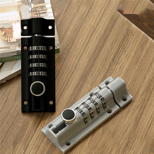 Password  Lock Sliding Combination Lock Password Door  Security Lock Anti-Theft Password Lock Catch (Silver) 1