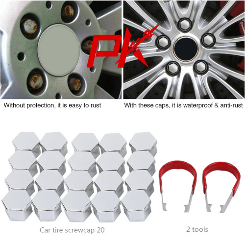 20 Car Lug Nut Hub Covers Silver 1