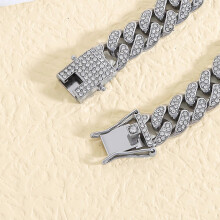 (Style 1, silver) Elegant Necklace Sparkling Full Rhinestones Bracelet Alloy Texture Suitable for Evening Parties and Everyday Charm