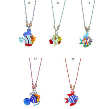 (Style 1) Elegant Fish Pendant Necklace Adjustable Chain Necklace Glass Charm Necklace Fashion Accessory Present for Women