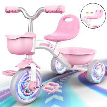 Toddler Tricycle for Toddler WOOTOY, Birthday Gifts, Pink Toddler Baby Bike, Outdoor Riding Toys