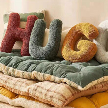(Type D) Alphabets Letter Throw Pillow Cushions for Sofa, Soft Plushes Decorative Pillowcase, Removable Cover, Multiple Color T style