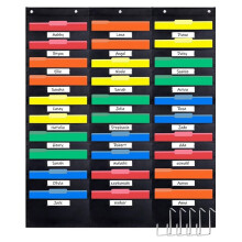 30 Pocket File Pocket Chart, 42 Inch Breed X 47 Inch Hoog - Veelzijdige Muurhangende Map-Organizer voor Klaslokaal