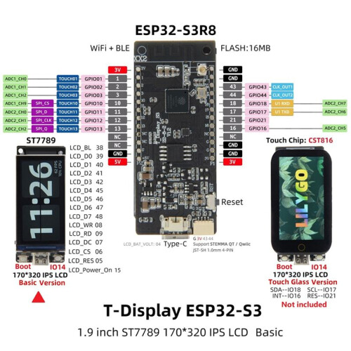 T-Display-S3 Placa de Desenvolvimento LCD de 1,9 Polegadas com Capa para Nerd Miner Bitcoin Solo Lottery Miner BTC Miner Cinza Escuro 2