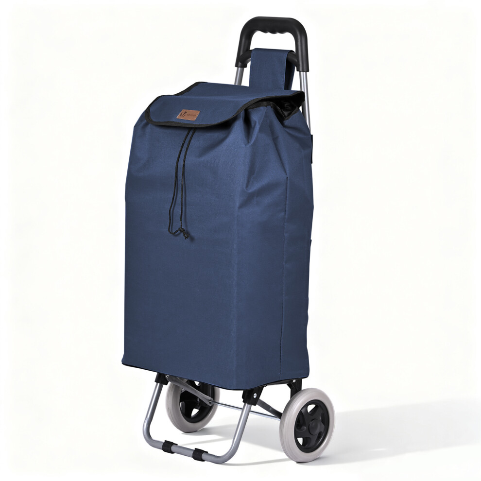 ‎Vounot Vounot 59L Lightweight Shopping Trolley With 2 Wheels Grocery Cart, Navy Blue