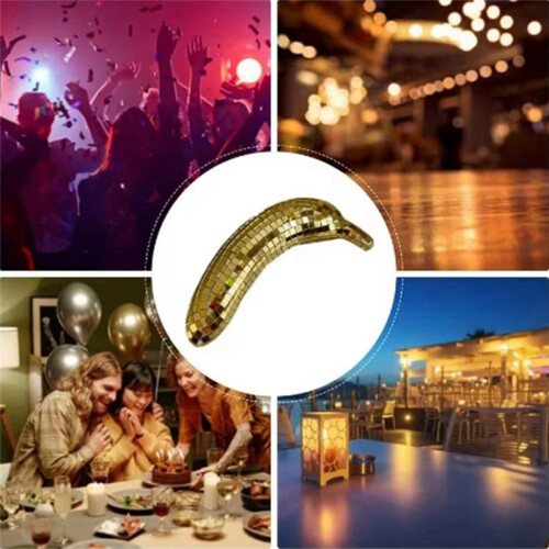 Disco  Banana Shape  Home Decor Table Bar Stage Rotating Disco Fruit Decoration Accessories Silver 2