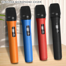 (Red) Rubber Microphones Handle Wrap, Safety Secure Sleeve for KTV, Party & Recording Studio Mics Red