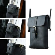 (Brown.) Modern Mens Leather Bag Crossbody Waist Pack With Organizational Pockets Travel Companion Brown.