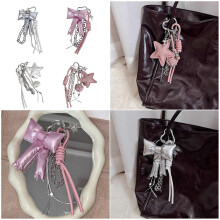 (Style 4) Alloy Star Key Accessory Bowknot Backpack Charm Festival Party Decoration Key Ornament Perfect for Bags and Event