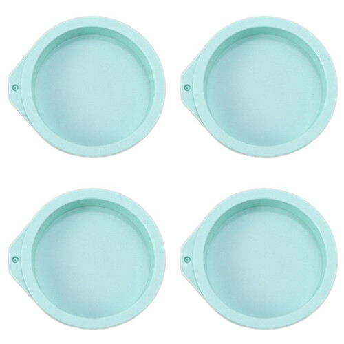 4Pcs Silicone Cake Pan Round Cake Layer Set Silicone Bakeware Mold for Baking Tool Rainbow Cake and Mousse, , 4Inch