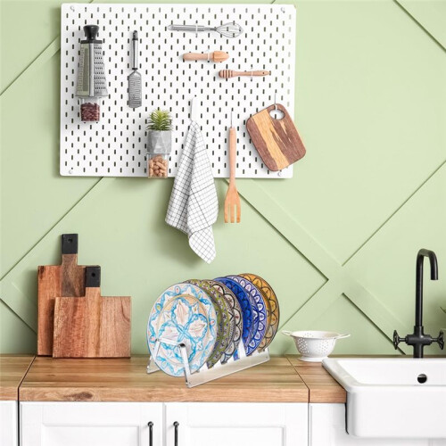 Acrylic Plate Display Stand, 6 Tiered Clear Acrylic Holders for Showcasing Dinnerware, Kitchenware, Decorative Plates 2