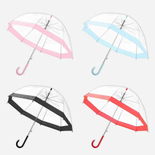 (Red) Transparent Umbrella for Creative Rain Sunny Women Girls Ladies Novelty Items Long Handle Umbrellas Rainproof Unbrellas Black