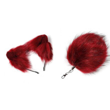 (Style 7) 2Pcs Animal Ear Hair Hoop and Animal Tail Pendant Keychain Set, Key Holder Purse Bag Charm Keychain, Animal Dress up Set