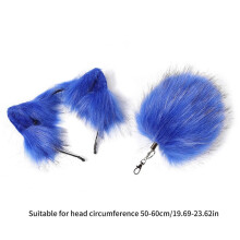 (Style 8) 2Pcs Animal Ear Hair Hoop and Animal Tail Pendant Keychain Set, Key Holder Purse Bag Charm Keychain, Animal Dress up Set