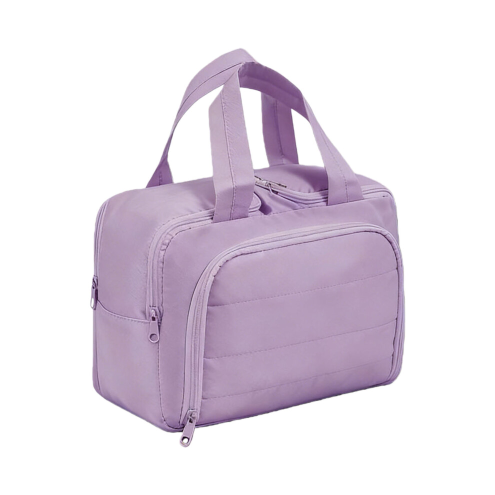 Purple Spacious Double Access Cosmetic Organizers Fashionable Hand Held For Gym Camping