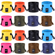 (Orange 20L) Colorful Fishing Fish Bucket PVC Bucket Fishing Accessory Bag Fishing Tackle Water Container Nylon Braided Handle Bucket