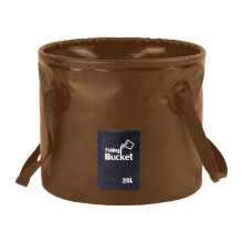 (Coffee 20L) Colorful Fishing Fish Bucket PVC Bucket Fishing Accessory Bag Fishing Tackle Water Container Nylon Braided Handle Bucket
