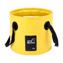 (Yellow 12L) Colorful Fishing Fish Bucket PVC Bucket Fishing Accessory Bag Fishing Tackle Water Container Nylon Braided Handle Bucket
