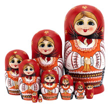 Russian Handcrafted Wooden Nesting Dolls 10 Layers Traditional Art Decors
