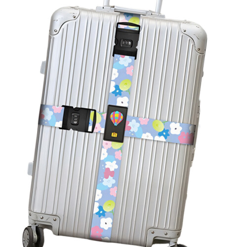 Convenient Printed Belt Adjustable Luggage Strap with Tie Down Packing colorful flowers