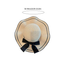 (One Size, Beige) Elegant Ribbon Bow Straw Hat Handwoven Breathable Elegant Bowknot Belt Hat Holiday Vacation Hat Western Sun Hat White One Size