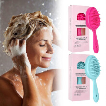 (Purple) 2 in 1 Bath and Shampoo Body Brush,Long Handle Body Scrubber Exfoliating Body Brush,Soft Loofah,Scalp Massager/Brush Yellow