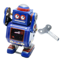 Display Tinplate Robot Mechanical Wind Up Toy For Collectors Nostalgic Toy