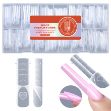 Clear Acrylic Nail Forms 150Pcs With Measuring Lines For Home Salon square