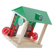 Educational Wooden Railway Station Barrier for Kids Creative Building Skills Station .