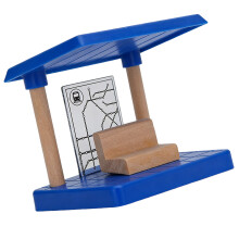 Wooden Track Barrier Station Accessory for Children Creative Play Blue Assembled waiti
