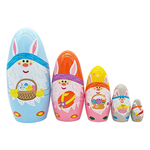 Traditional Russian Matryoshka Nesting Doll Easter Rabbit Theme Stacking Game Toy