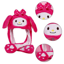 (17 brown bear) Funny Hat Women Men Kids Cap Cute Moving Jumping Animal Ears Plush Toy Headdress Holiday Party Cosplay Costume Headwear 4 pink cats