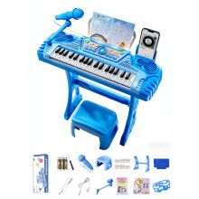 Interactive Kids Keyboard With 37 Keys And Customizable Functions For Early Learning Blue