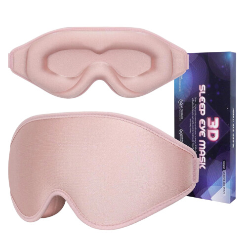 Adjustable Rope 3D Eye Mask Memory Foam Filling Blocks Light Completely Pink