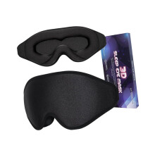 3D Eye Mask Blocks Light Memory Foam Padding Adjustable Headbands for Night Black