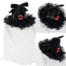Gothic Eye&Veil Fascinator Hat Hair Clip for Girl Proms Hair Barrettes for Teenagers Adult Banquets Wedding Hair Pin Black