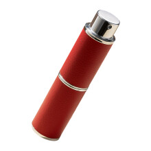 Sophisticated Refillable Travel Perfume Bottle With Leather Exterior Press Top Red