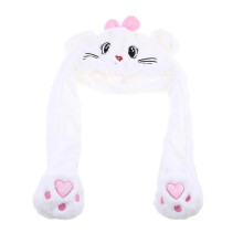 (7 gray husky) Funny Hat Women Men Kids Cap Cute Moving Jumping Animal Ears Plush Toy Headdress Holiday Party Cosplay Costume Headwear 4 pink cats