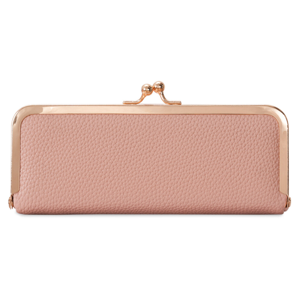 Functional PU Cosmetic Bag With Secure Closure For Eyewear And Beauty Products Pink