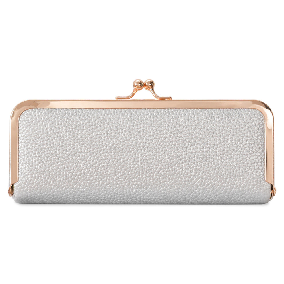 Compact Makeup Container Cosmetic Bag For Storing Glasses Jewelry And Belongings Silver