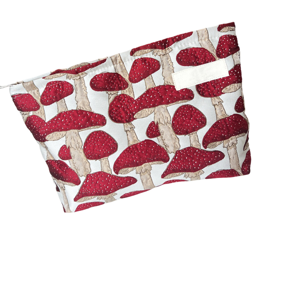 Trendy Mushroom Cosmetic Bag Neutral Colors And Large Capacity Makeup Bag Red A