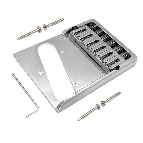 Correct 6 String Holder Guitar Bridge In Solid Brass For Fine Adjustment Control Silver