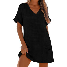 Beachwear Swimsuit Cover up Dress Soft Polyester Texture Suitable for Casual Black L